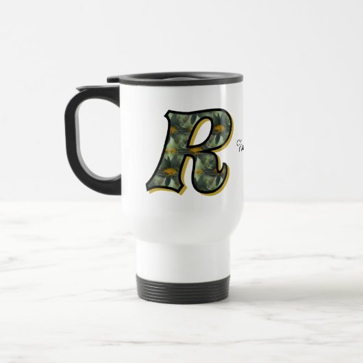 Persoonlijk Monogram Initiaal R Madeliefje Bloem K Reisbeker (Links)
