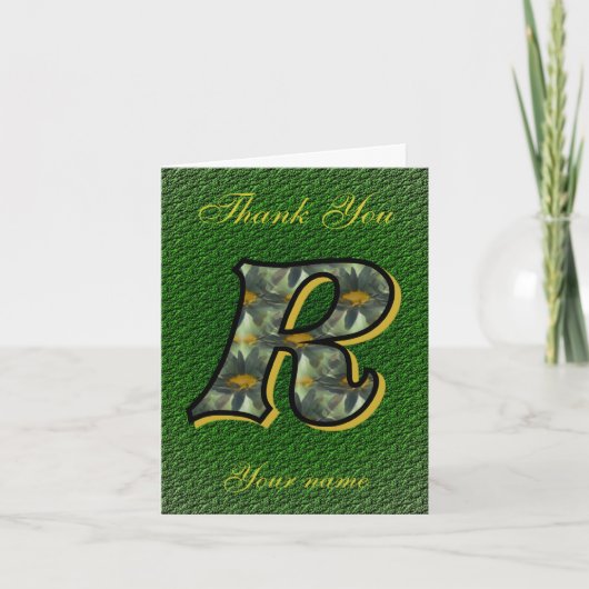 Persoonlijk Monogram Initiaal R Madeliefjes Kunst Bedankkaart (Voorkant)