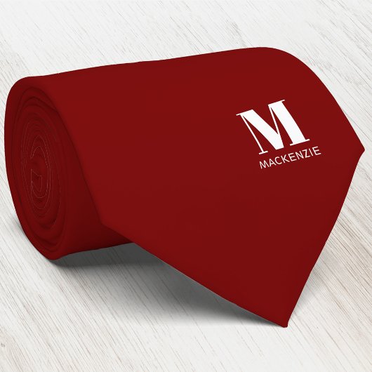 Persoonlijk monogram initiaal wapen bordeauxrood stropdas