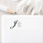 Persoonlijk Monogram J Script Retouradreslabel Etiket (Insitu)