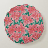 Persoonlijk monogram Jolly Poinsettia Rond Kussen (Achterkant)