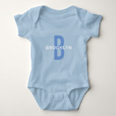 Persoonlijk Monogram Jongen Aangepaste Naam Blauw  Romper (Voorkant)