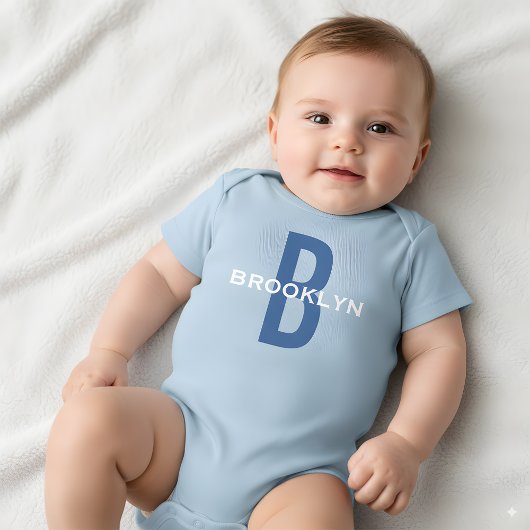 Persoonlijk Monogram Jongen Aangepaste Naam Blauw  Romper