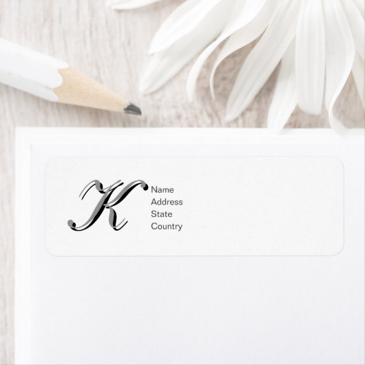 Persoonlijk Monogram K Script Retouradreslabel Etiket (Insitu)