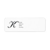 Persoonlijk Monogram K Script Retouradreslabel Etiket (Voorkant)