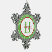 Persoonlijk Monogram Kerstbal Tin Sneeuwvlok Ornament (Links)