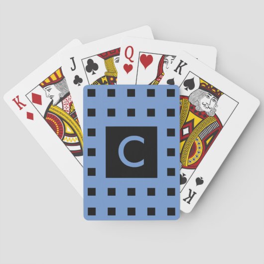 Persoonlijk Monogram Klasseer Vierkant Patroon Pokerkaarten (Achterkant)