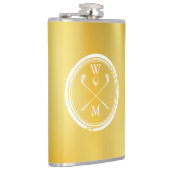 Persoonlijk Monogram Klassieke Gouden Golf Heupfles (Rechts)