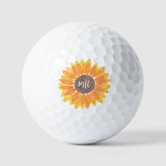 Persoonlijk Monogram Landelijke Zonnebloem Golfballen (Voorkant)