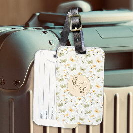 Persoonlijk monogram lente vlinder bagagelabel