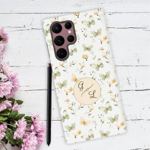 Persoonlijk monogram lente vlinder samsung galaxy hoesje