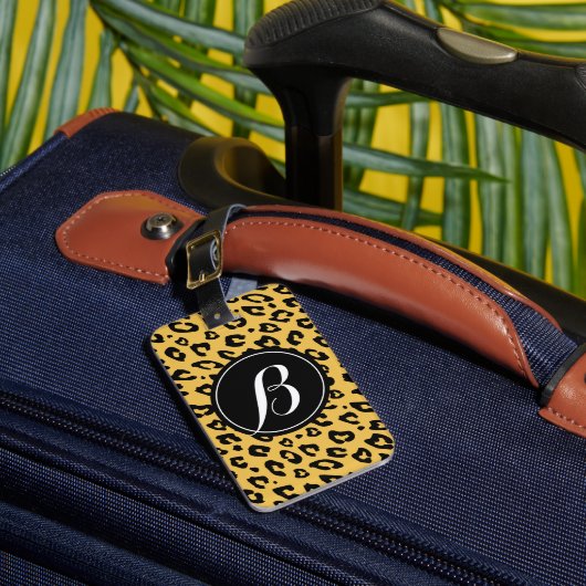 Persoonlijk monogram luipaardprint bagagelabel (Voorkant Insitu 1)