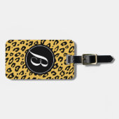 Persoonlijk monogram luipaardprint bagagelabel (Voorkant horizontaal)