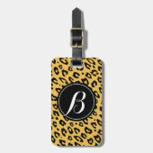 Persoonlijk monogram luipaardprint bagagelabel (Voorkant verticaal)