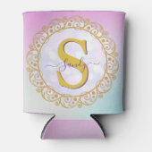 Persoonlijk Monogram Mandala Goud en Blauw Blikjeskoeler (Voorkant)