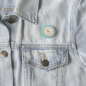 Persoonlijk Monogram Mandala Goud en Blauw Ronde Button 3,2 Cm (In situ)
