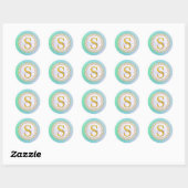 Persoonlijk Monogram Mandala Goud en Blauw Ronde Sticker (Vel)