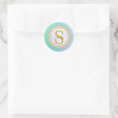 Persoonlijk Monogram Mandala Goud en Blauw Ronde Sticker (Tas)