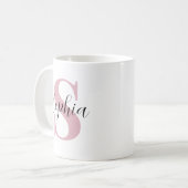 Persoonlijk monogram met aangepaste initiaal en na koffiemok (Voorkant links)