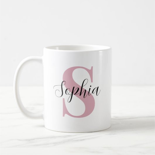 Persoonlijk monogram met aangepaste initiaal en na koffiemok (Links)