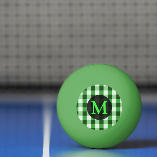 Persoonlijk monogram met bosgroen geruit patroon pingpongbal (Net)