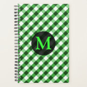 Persoonlijk monogram met bosgroen geruit patroon planner (Voorkant)
