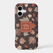 Persoonlijk monogram met donkere herfstbladeren