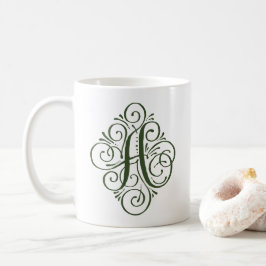 Persoonlijk monogram met krullen als ornament koffiemok
