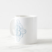 Persoonlijk monogram met krullen als ornament koffiemok (Voorkant links)