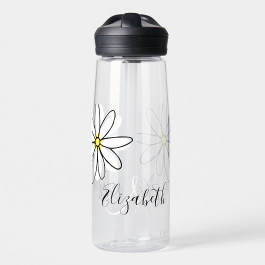 Persoonlijk monogram met madeliefjesbloem waterfles (Voorkant)