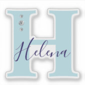 Persoonlijk monogram met nep-diamanten in elegante sticker (Voorkant)