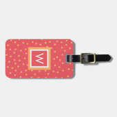 Persoonlijk monogram met polka stippen bagagelabel (Voorkant horizontaal)