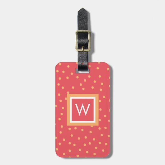Persoonlijk monogram met polka stippen bagagelabel (Voorkant verticaal)
