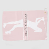Persoonlijk monogram met silhouet van golfster golfhanddoek (Horizontaal)