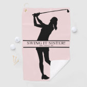 Persoonlijk monogram met silhouet van golfster golfhanddoek (Insitu)