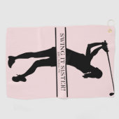 Persoonlijk monogram met silhouet van golfster golfhanddoek (Horizontaal)