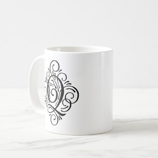 Persoonlijk Monogram met Swash-versiering Koffiemok (Voorkant links)