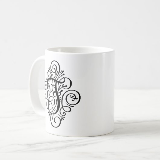 Persoonlijk Monogram met Swash-versiering Koffiemok (Voorkant links)