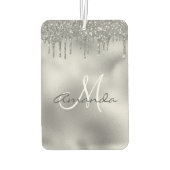 Persoonlijk monogram met zilveren glitters druppel luchtverfrisser (Achterkant)