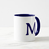 Persoonlijk Monogram Modern Navy Blauwe Witte Mok (Voorkant rechts)