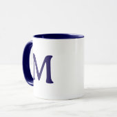 Persoonlijk Monogram Modern Navy Blauwe Witte Mok (Voorkant links)