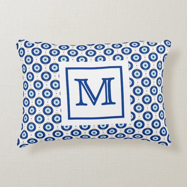 Persoonlijk Monogram Modern Oogpatroon Accent Kussen (Voorkant)