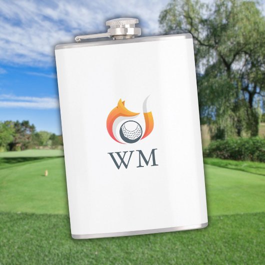 Persoonlijk Monogram Moderne Vos En Golfbal Heupfles