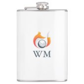 Persoonlijk Monogram Moderne Vos En Golfbal Heupfles (Voorkant)