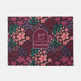 Persoonlijk monogram Moody bloemmotief Deurmat