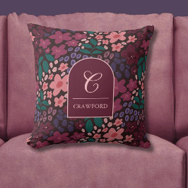 Persoonlijk monogram Moody bloemmotief Kussen