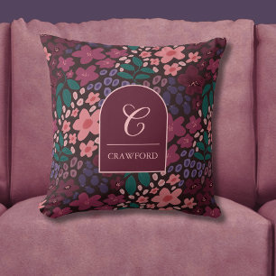 Persoonlijk monogram Moody bloemmotief Kussen
