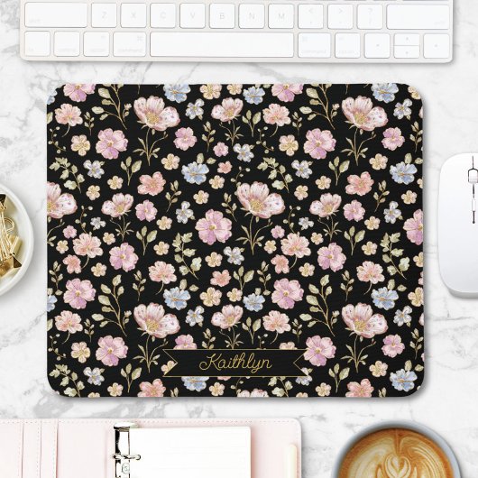 Persoonlijk Monogram Mooi Vintage Bloemmotief Muismat