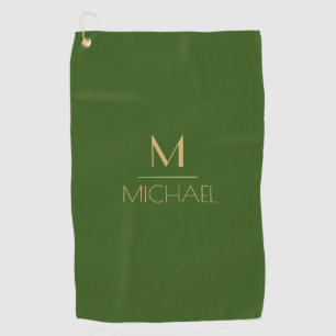 Persoonlijk Monogram   Naam Groen & Goud Golf   Golfhanddoek