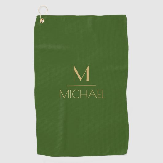 Persoonlijk Monogram | Naam Groen & Goud Golf   Golfhanddoek (Voorkant)